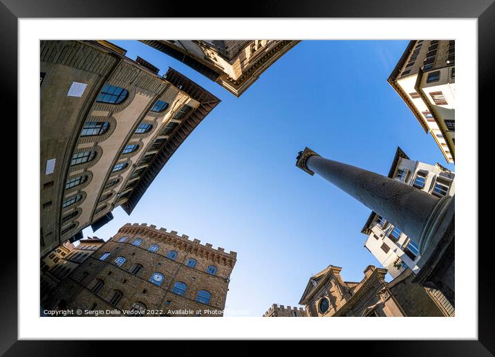 Holy Trinity square in Florence, Italy Framed Mounted Print by Sergio Delle Vedove