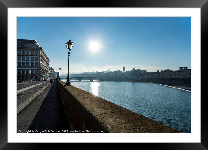 Riverside of Arno river in Florence, Italy Framed Mounted Print by Sergio Delle Vedove