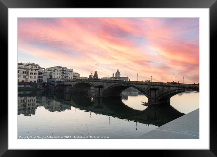 Carraia bridge over the Arno river in Florence, Italy Framed Mounted Print by Sergio Delle Vedove