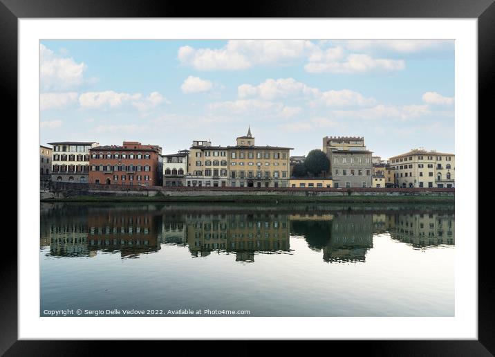 Lungarno riverside in Florence, Italy Framed Mounted Print by Sergio Delle Vedove