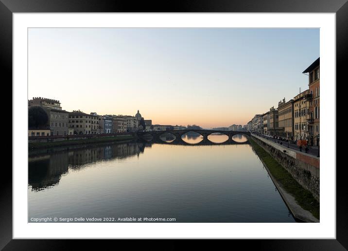 Carraia bridge over the Arno river in Florence, Italy Framed Mounted Print by Sergio Delle Vedove