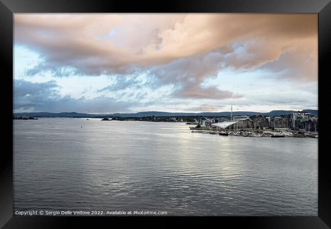 Oslo fjord in Norway at sunset Framed Print by Sergio Delle Vedove