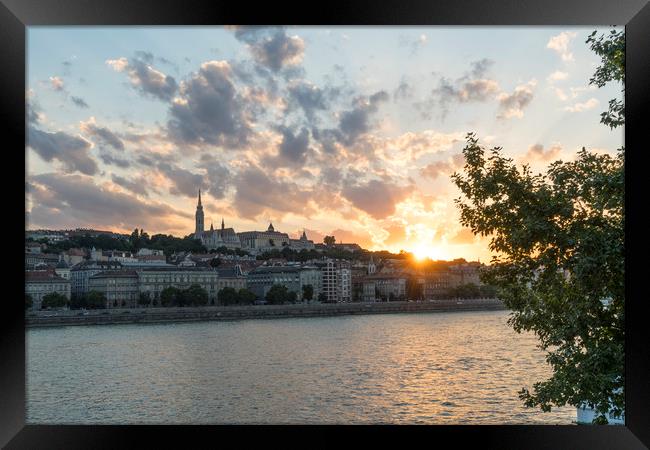 The sunset in Budapest Framed Print by Sergio Delle Vedove