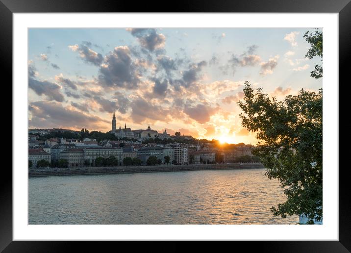 The sunset in Budapest Framed Mounted Print by Sergio Delle Vedove
