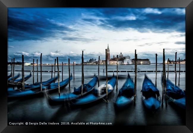 Gondolas in Venice Framed Print by Sergio Delle Vedove