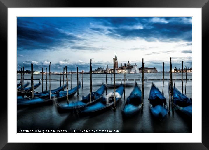 Gondolas in Venice Framed Mounted Print by Sergio Delle Vedove