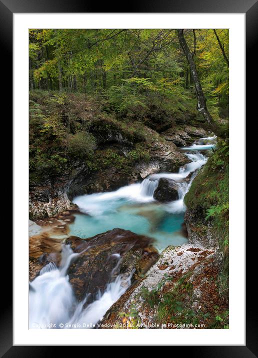 the Arzino stream Walerfall Framed Mounted Print by Sergio Delle Vedove