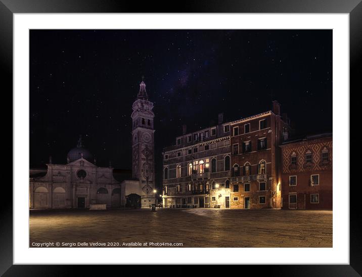 Night view of Venice Framed Mounted Print by Sergio Delle Vedove