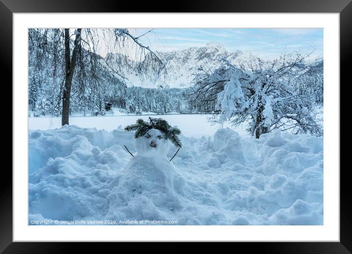 Snowman Framed Mounted Print by Sergio Delle Vedove