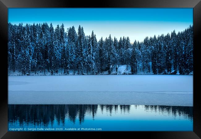 Winter at Fusine lake, Italy  Framed Print by Sergio Delle Vedove