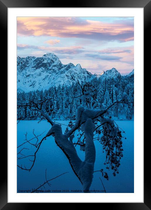 Winter at Fusine lake, Italy  Framed Mounted Print by Sergio Delle Vedove