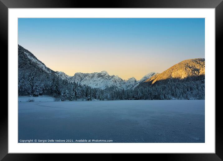 Winter at Fusine lake, Italy  Framed Mounted Print by Sergio Delle Vedove