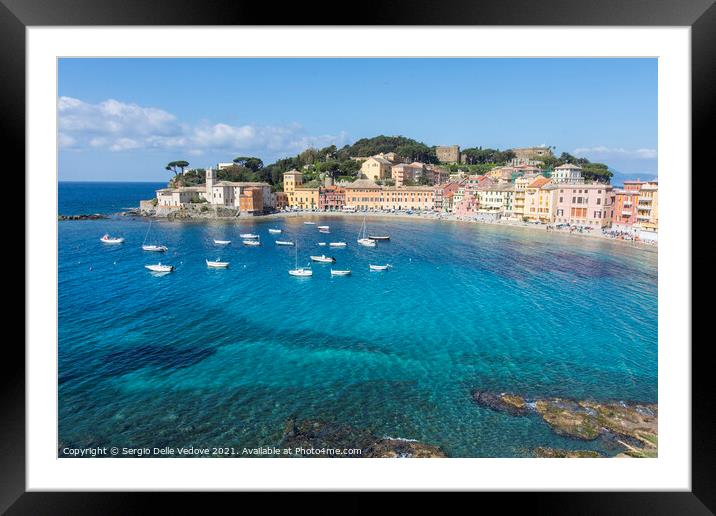 Silence Bay in Sestri Levante Framed Mounted Print by Sergio Delle Vedove