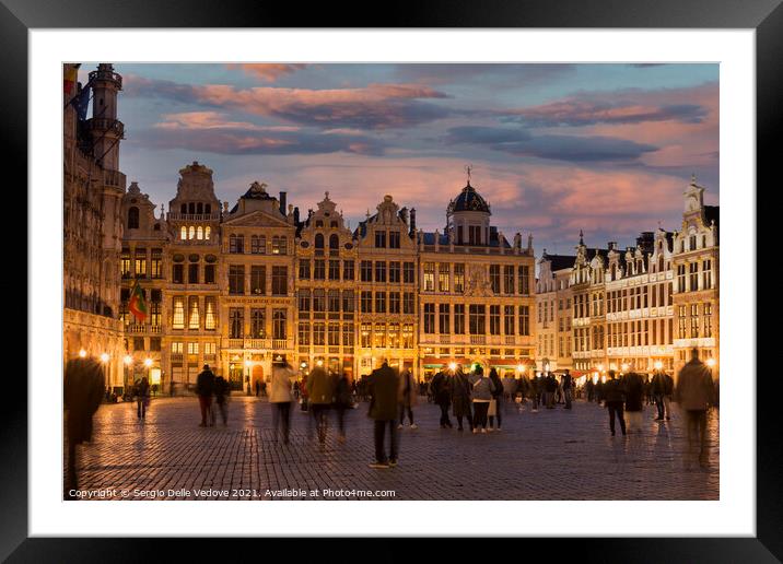 The Grand place square in Brussels Framed Mounted Print by Sergio Delle Vedove