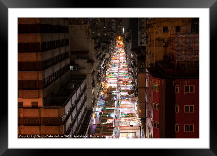 Night Street market in Hong Kong   Framed Mounted Print by Sergio Delle Vedove