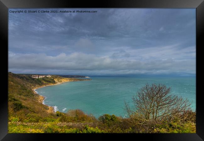 Durlston bay Framed Print by Stuart C Clarke