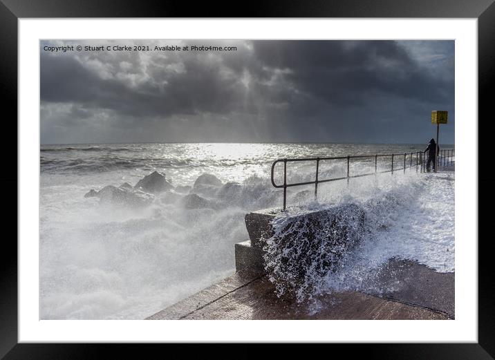 Stormy seas Framed Mounted Print by Stuart C Clarke
