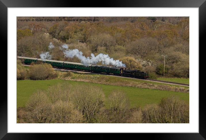 Swanage steam train Framed Mounted Print by Stuart C Clarke