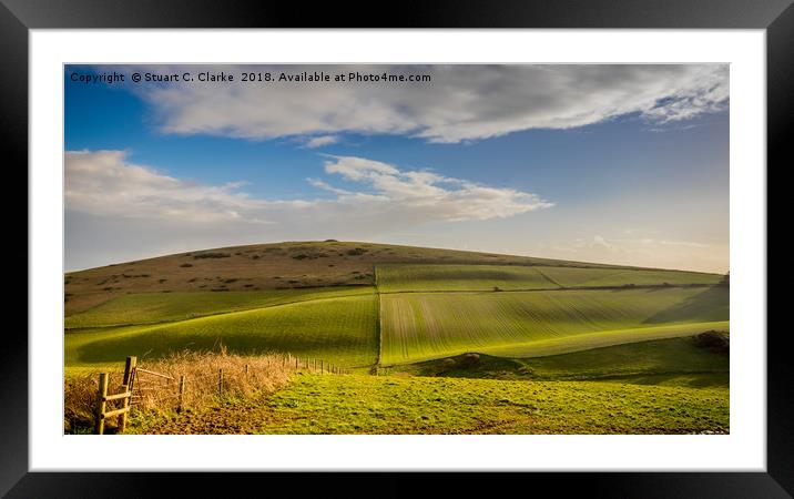 Rolling hills of Dorset Framed Mounted Print by Stuart C Clarke