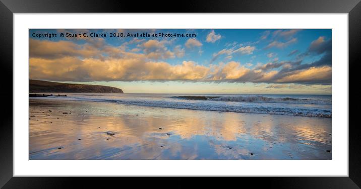 Sandy reflections,  Swanage Framed Mounted Print by Stuart C Clarke