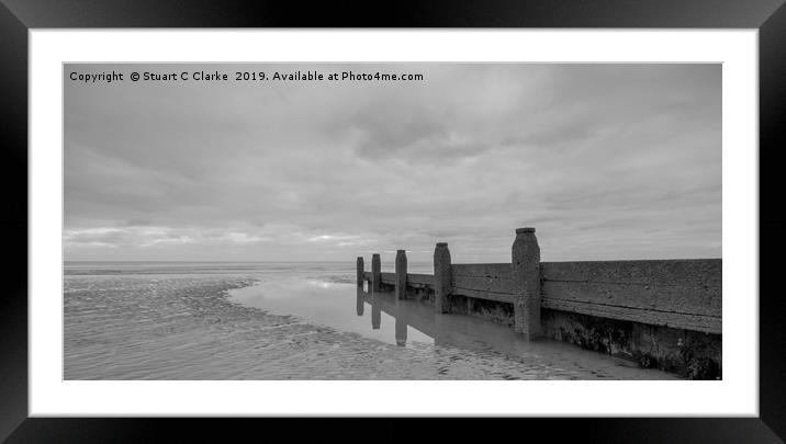 Low tide reflections, Bognor Regis Framed Mounted Print by Stuart C Clarke