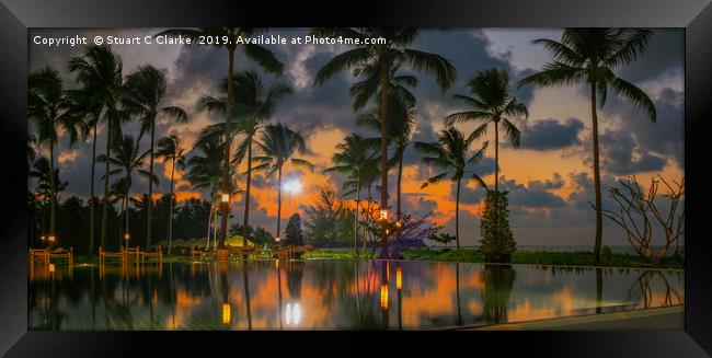Sunset by the pool Framed Print by Stuart C Clarke