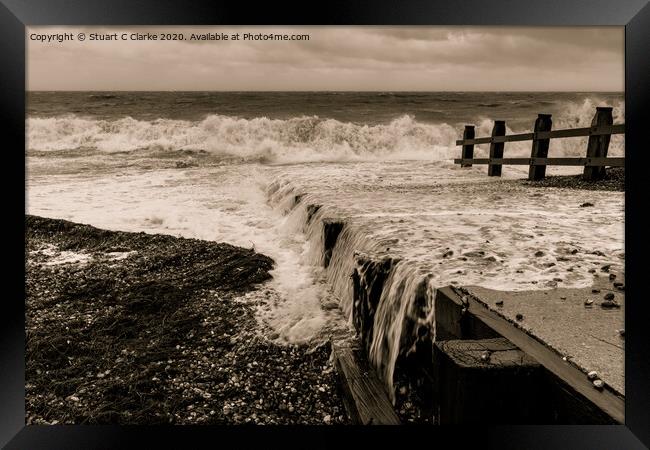 Boat Ramp storm Framed Print by Stuart C Clarke