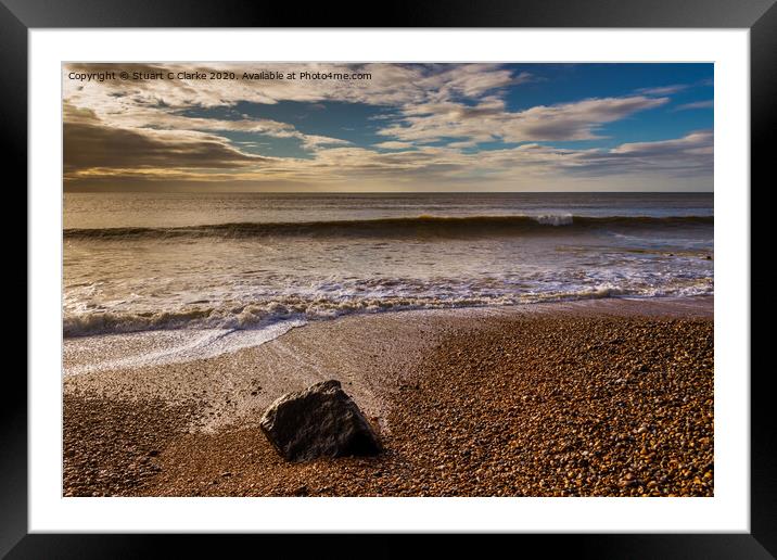 Rock on the beach Framed Mounted Print by Stuart C Clarke