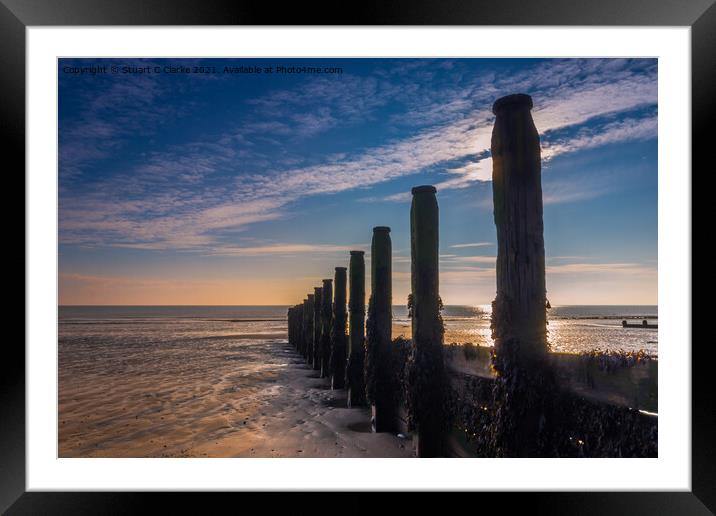 Seaside groynes Framed Mounted Print by Stuart C Clarke