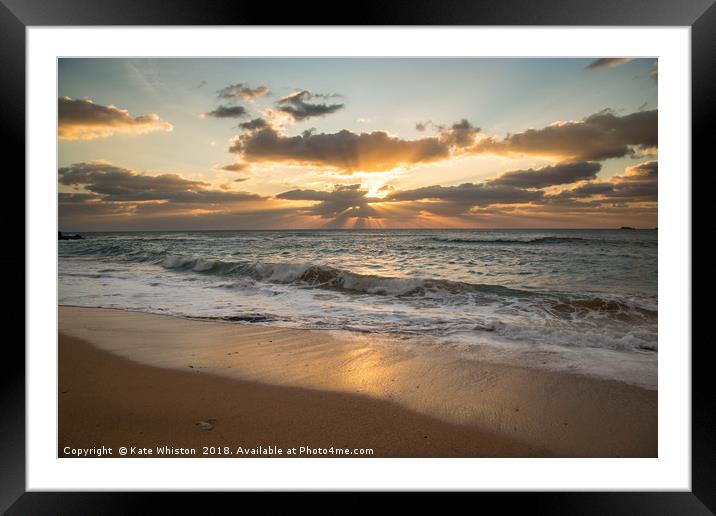 Sun rays and sea Framed Mounted Print by Kate Whiston