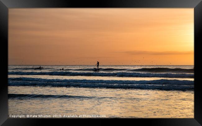 Sunset Paddle Boarder Framed Print by Kate Whiston