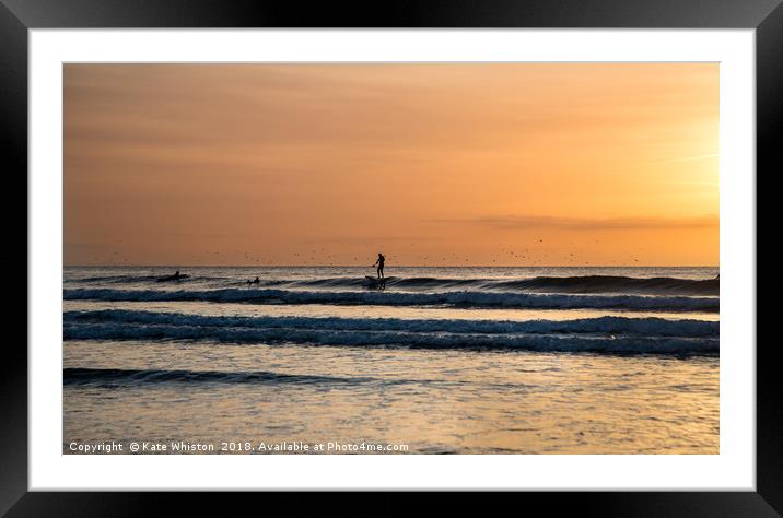 Sunset Paddle Boarder Framed Mounted Print by Kate Whiston
