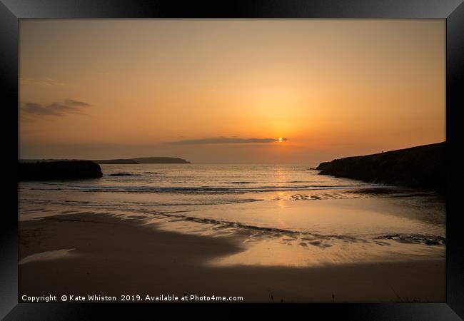 Golden Trevone Sunset Framed Print by Kate Whiston