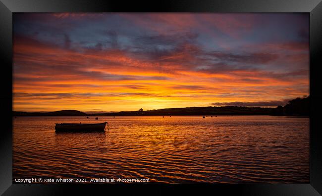 Fiery sunrise over the Camel Estuary Framed Print by Kate Whiston