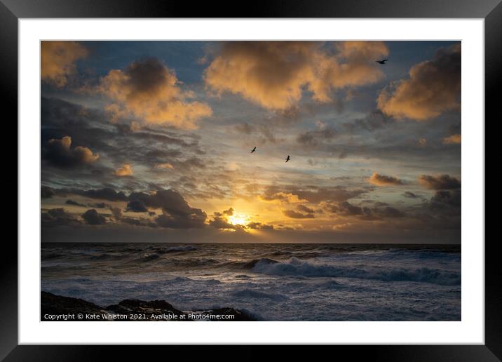 Seascape Sunset Framed Mounted Print by Kate Whiston