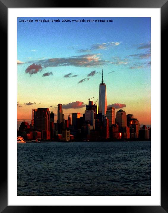 New York sunset Framed Mounted Print by Rachael Smith