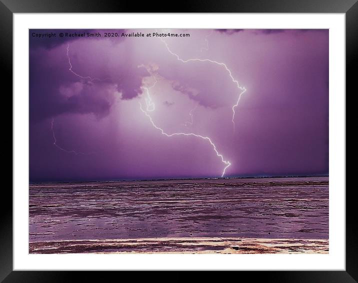 Lightning at the beach  Framed Mounted Print by Rachael Smith