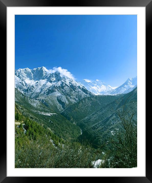 The Himalayas and the Khumbu Valley. Framed Mounted Print by Ross Malin