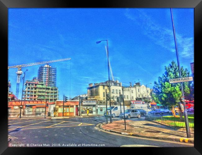 HDR Watercolour London Roads And Cars Framed Photo Framed Print by Cherise Man