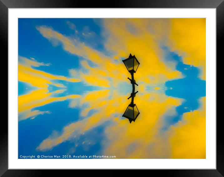HD Yellow And Blue Watercolour Sky Seeing Double  Framed Mounted Print by Cherise Man