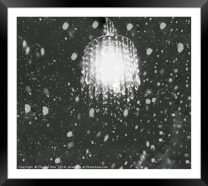 HDR Abstract Digital Snow Fall Chandelier Light  Framed Mounted Print by Cherise Man