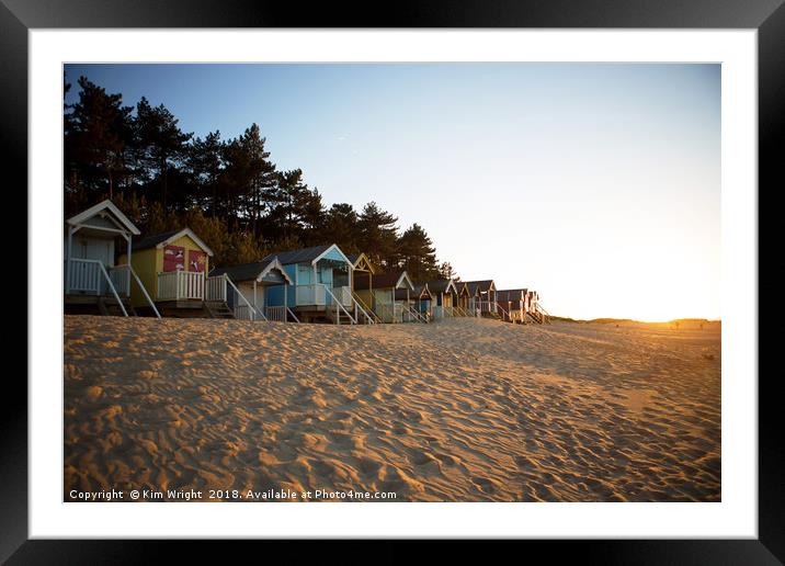 The Beach Huts at Wells Next the Sea Framed Mounted Print by Kim Wright