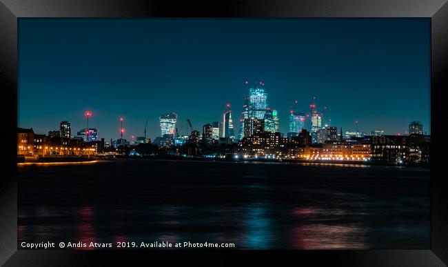 City of London skyline at night Framed Print by Andis Atvars