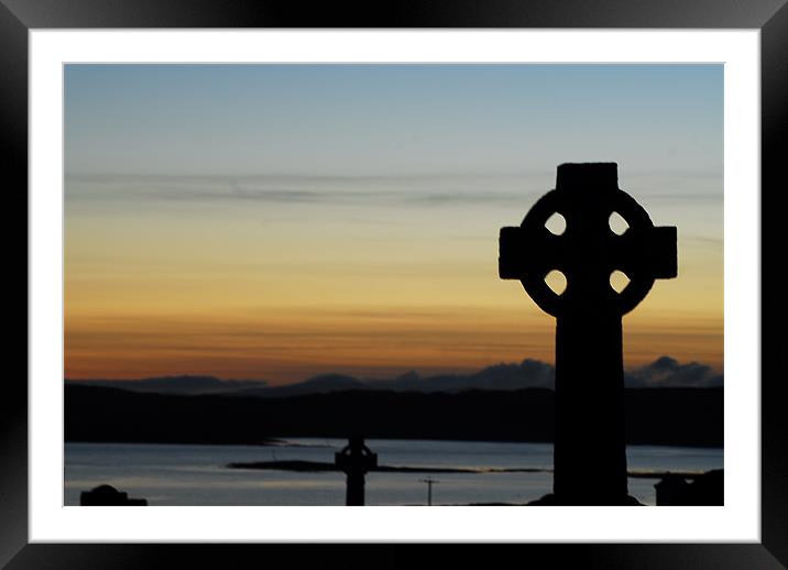 Celtic Cross Sunset Framed Mounted Print by Lisa Shotton