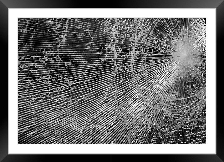 Broken glass window Framed Mounted Print by Lisa Shotton