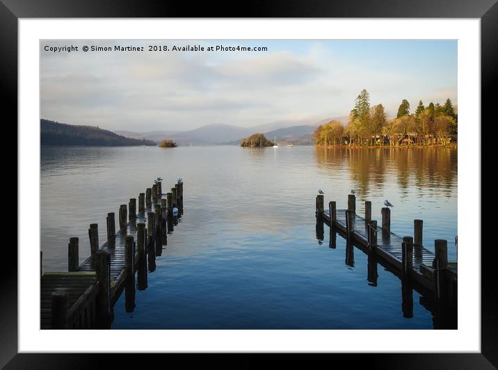 Lake Windermere Piers Framed Mounted Print by Simon Martinez