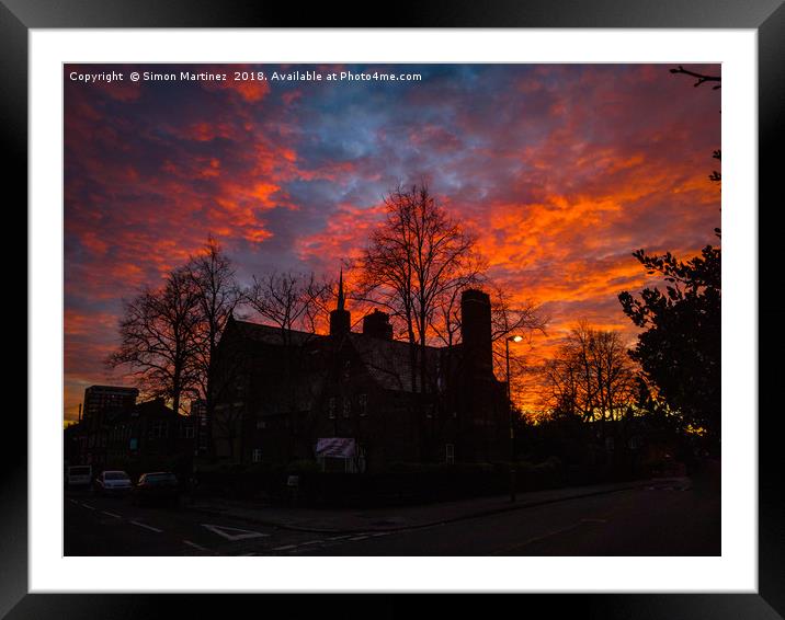 A Dramatic Sunset in a Liverpool Suburb Framed Mounted Print by Simon Martinez