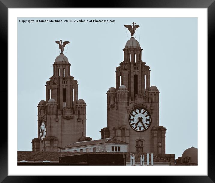 The Liver Birds of Liverpool Framed Mounted Print by Simon Martinez