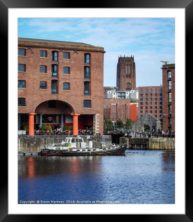 Royal Albert Dock and Liverpool Cathedral Framed Mounted Print by Simon Martinez