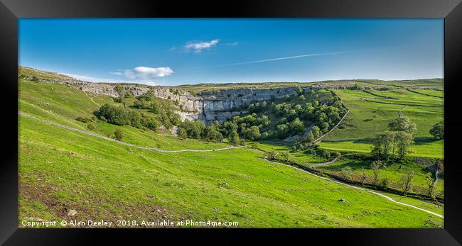 Malham Cove in the Yorkshire Dales Framed Print by Alan Deeley